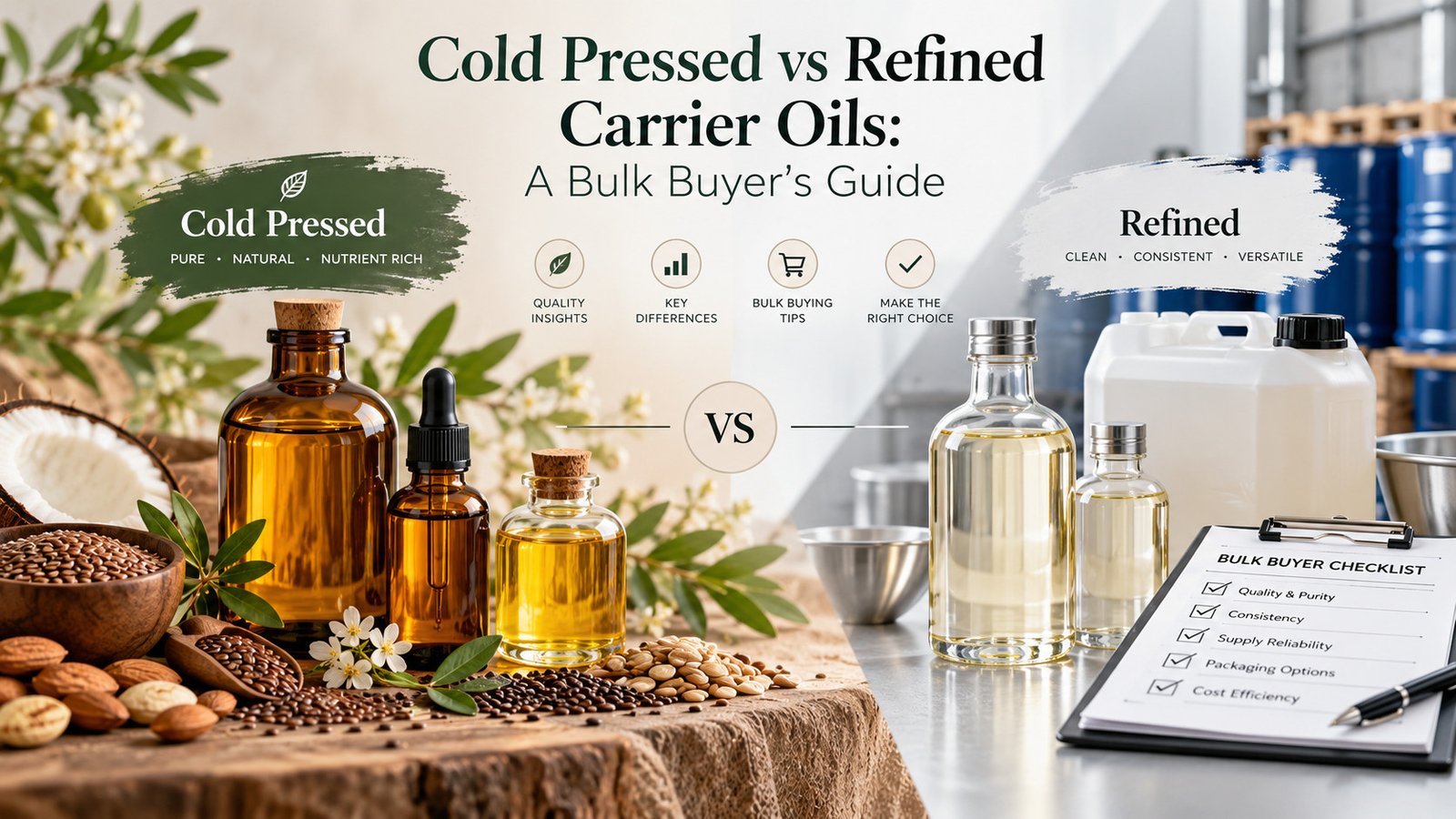 Cold Pressed vs Refined Carrier Oils: A Bulk Buyer's Guide